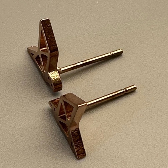 Stainless Steel and Rose Gold Origami Bird Studs - Picture 8 of 12